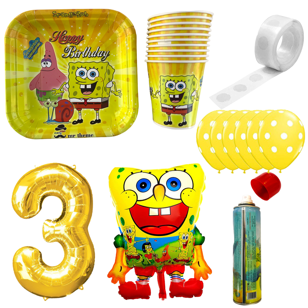 مجموعه 30 عددی تم تولد طرح باب اسفنجی کد 3