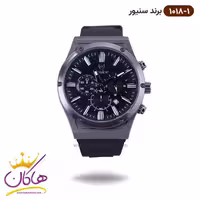 ساعت سنیور مردانه بند رابر مشکی قاب طوسی کرنوگراف 1018