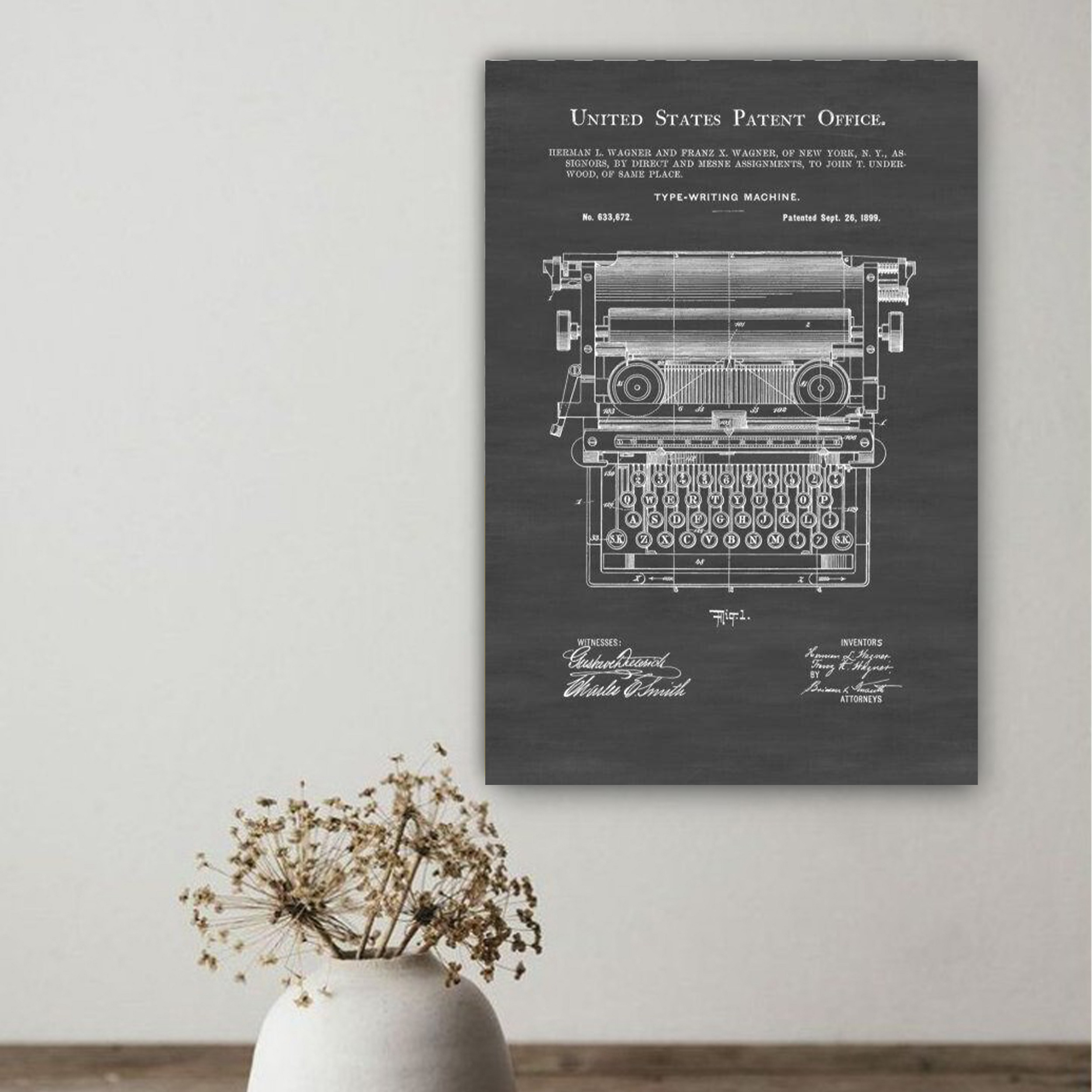 تابلو شاسی مدل مدل آرت طرح ماشین تحریر کد FE12