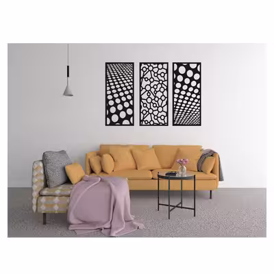 دیوارکوب طرح دایره و خط مدل 8O3D مجموعه 3 عددی