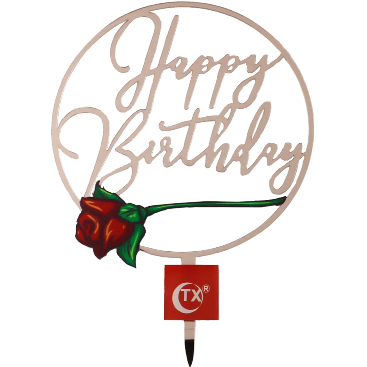 تاپر کیک تی ایکس مدل Happy Birthday طرح گل رز کد HBRR02