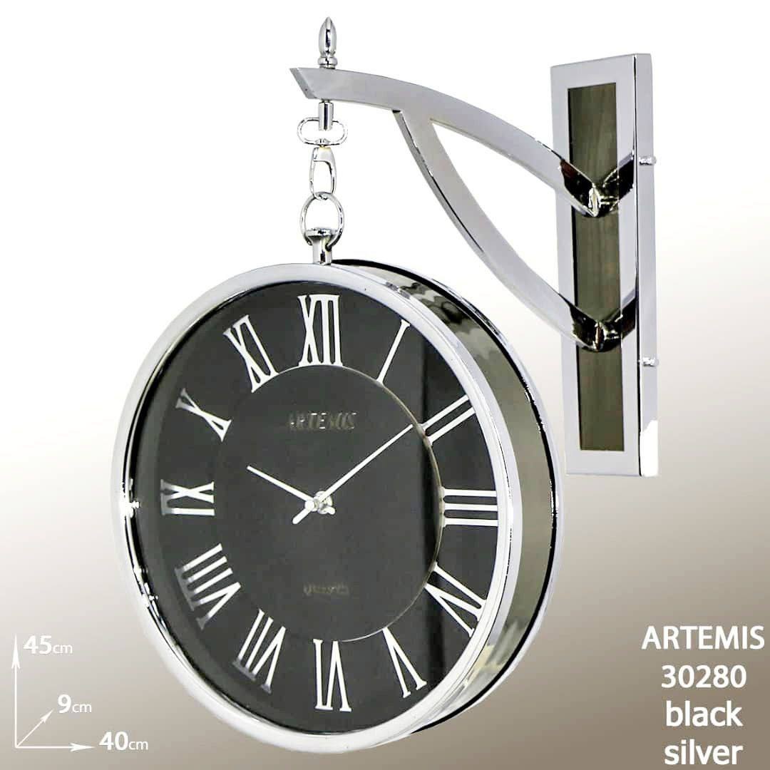 ساعت دیواری آرتمیس کد 30280 Silver Black نقره ای مشکی