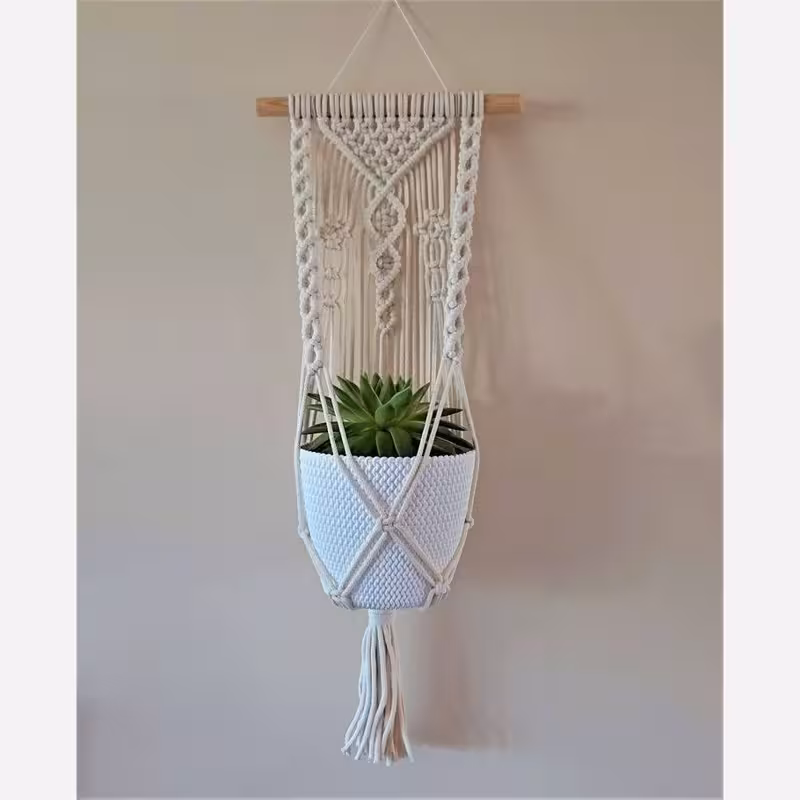 آویز گلدان مکرومه بافی طرح روشا
