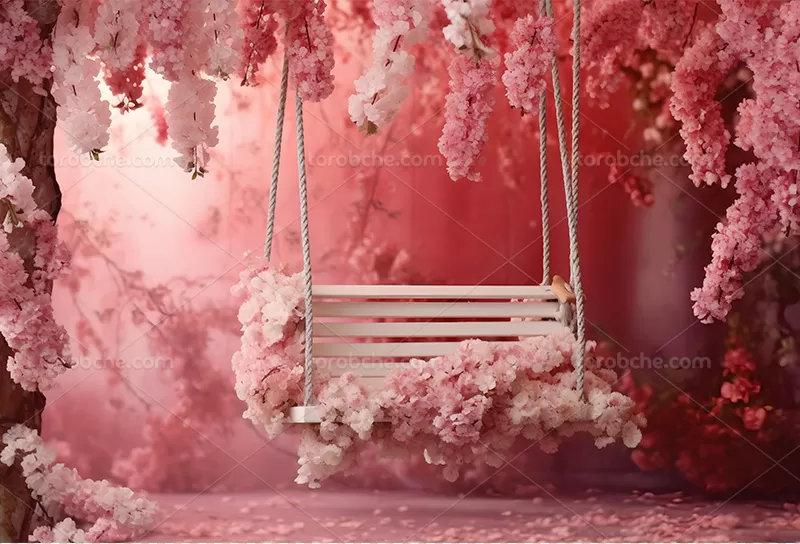 بک دراپ عکاسی عروس با شکوفه صورتی | گرافیک با طعم تربچه