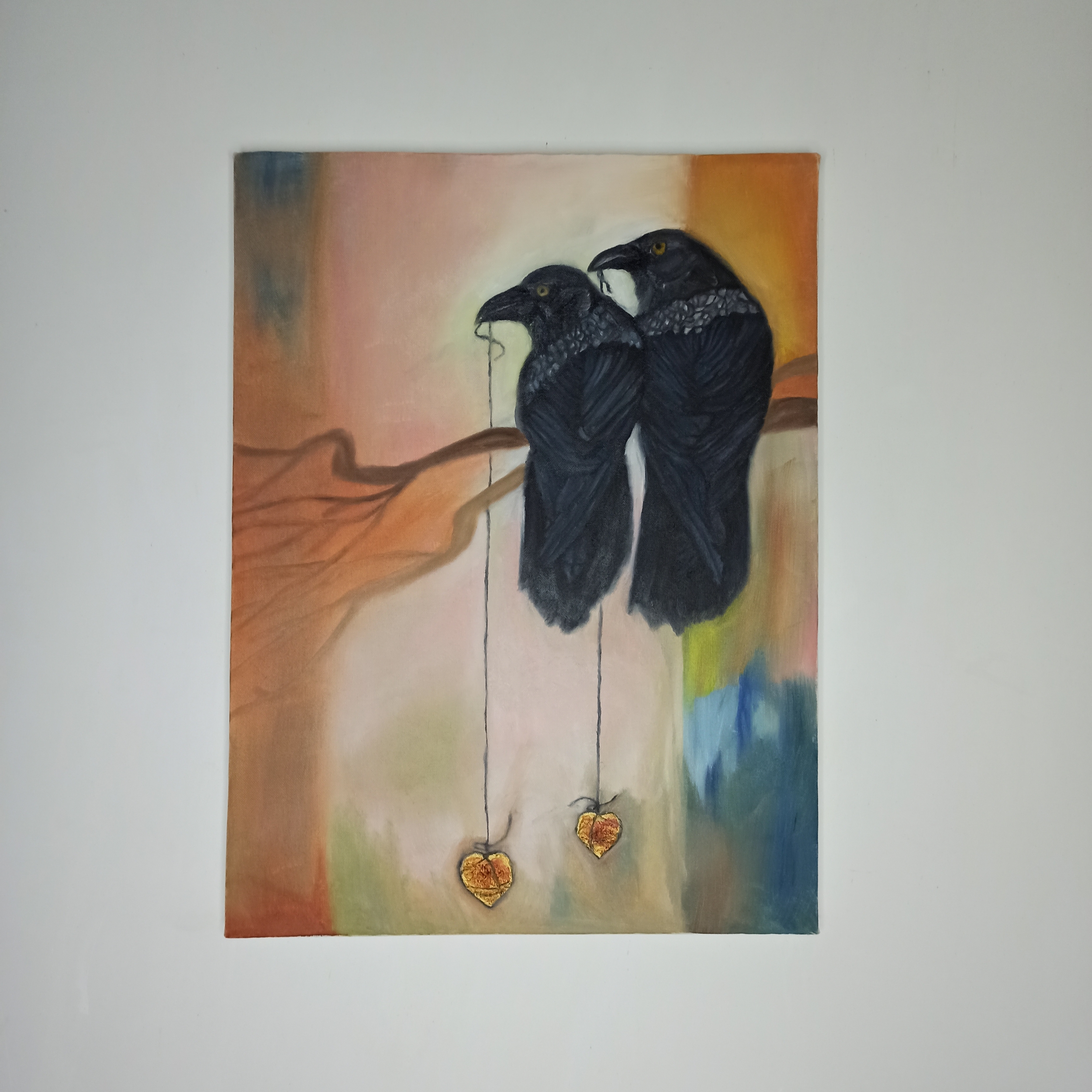 تابلو نقاشی رنگ روغن مدل کلاغ کد 6