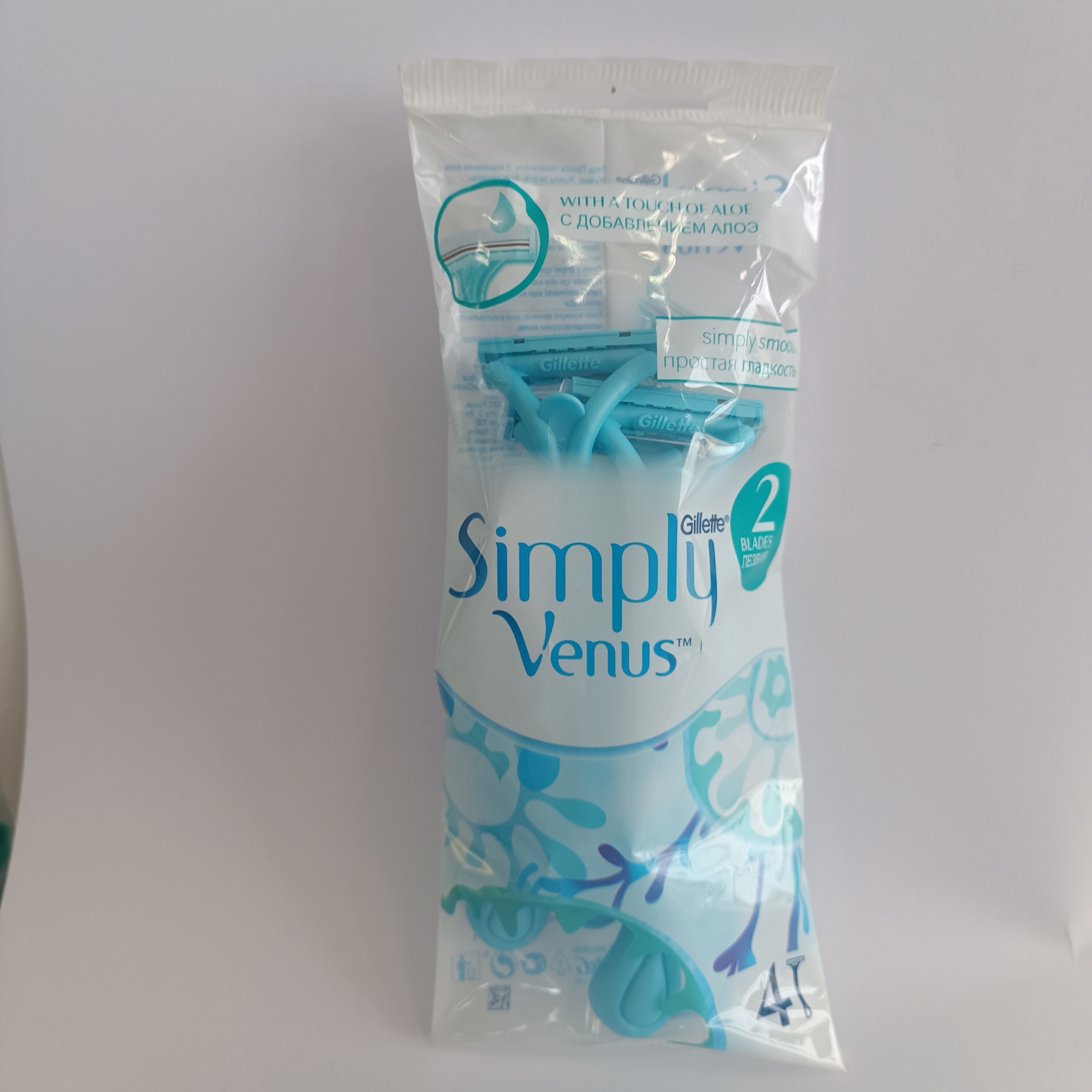 خودتراش زنانه 2 تیغه ژیلت مدل simply venus بسته 4 عددی