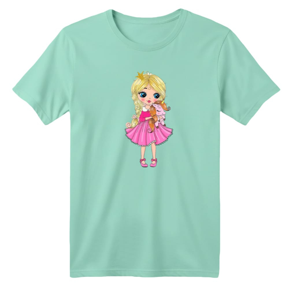 تی شرت آستین کوتاه بچگانه مدل یونیکورن کد 23 رنگ سبز روشن