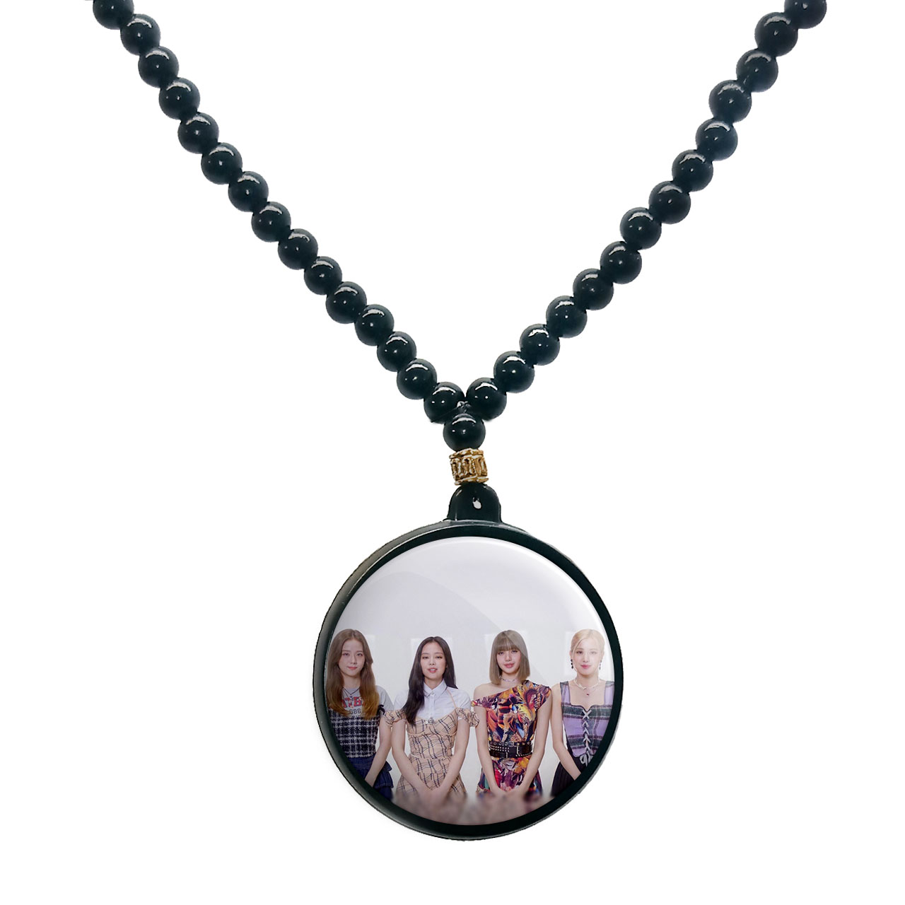گردنبند پرمانه طرح بلک پینک کد pmd.17807 مدل دو طرفه
