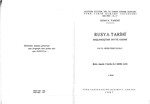 خرید و دانلود نسخه کامل کتاب Rusya Tarihi- Başlangıçtan 1917'ye Kadar