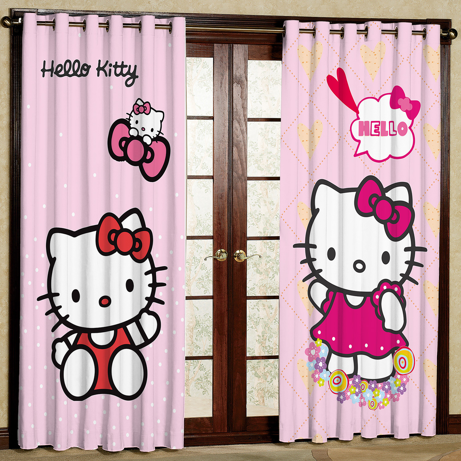 پرده مدل عروسک kitty مخمل پانچی کد 1192 سایز 140x280 سانتی متر