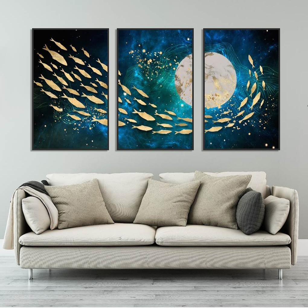  تابلو دکوراتیو مدل ماهی مجموعه 3 عددی