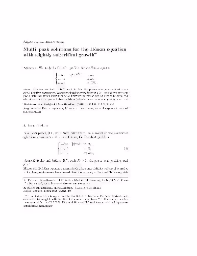 خرید و دانلود نسخه کامل کتاب Multi-peak solutions for the Henon equation with slightly subcritical growth