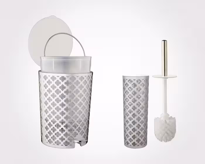 سطل و فرچه طرح گل مشکی (چاپ دار نقره ای) کد محصول : 182009