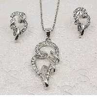 نیم ست نقره جواهر با آبکاری طلا سفید