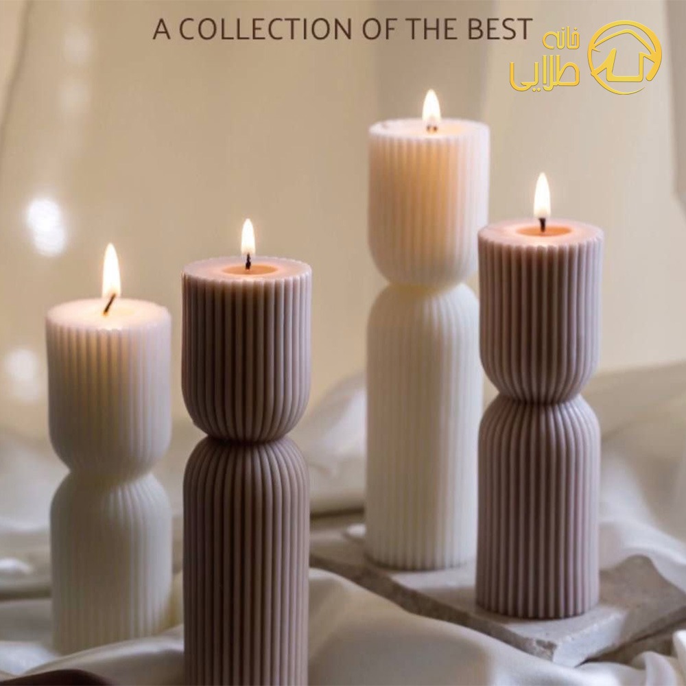 شمع دکوراتیو مدل استوانه دو تکه بلند - خانه طلایی