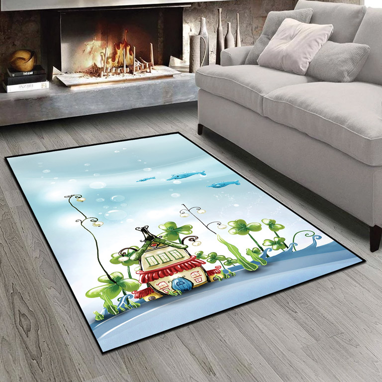 فرش چاپی اتاق نوزاد طرح خانه زیبا در دریا CS-1131b