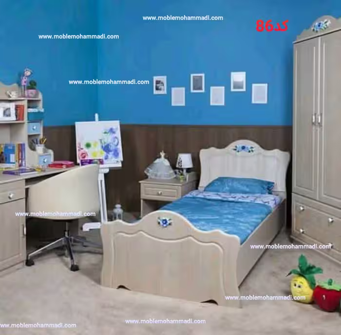 سرویس خواب جوان و نوجوان وکیوم کد 86 شامل تخت/میزتحریر/کمد