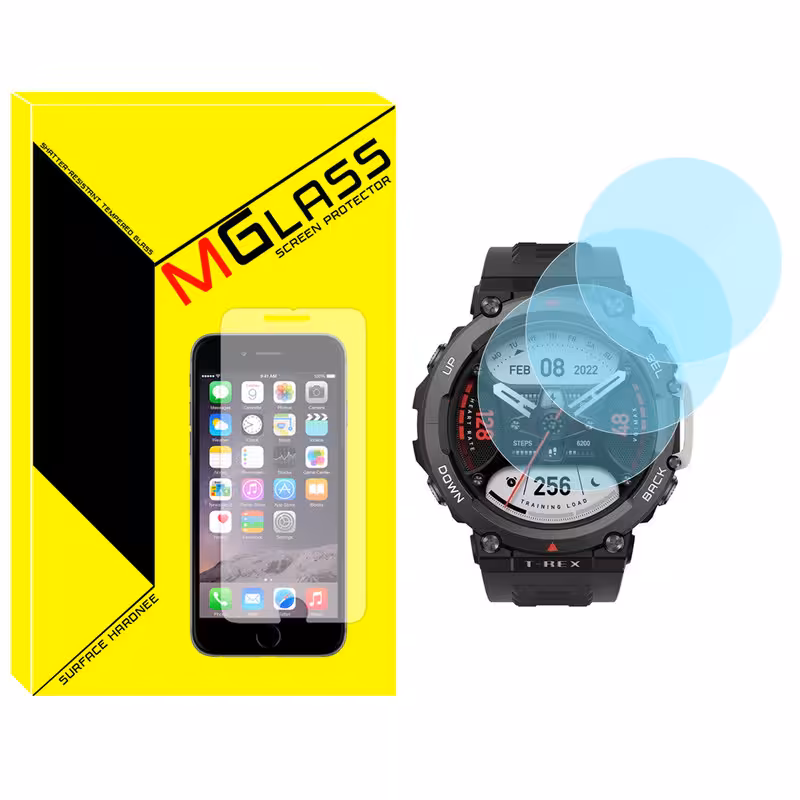 محافظ صفحه نمایش شیشه‌ای ام‌گلس مدل Glass-MG مناسب برای ساعت هوشمند امیزفیت T-Rex 2 بسته سه عددی | کالا برتری