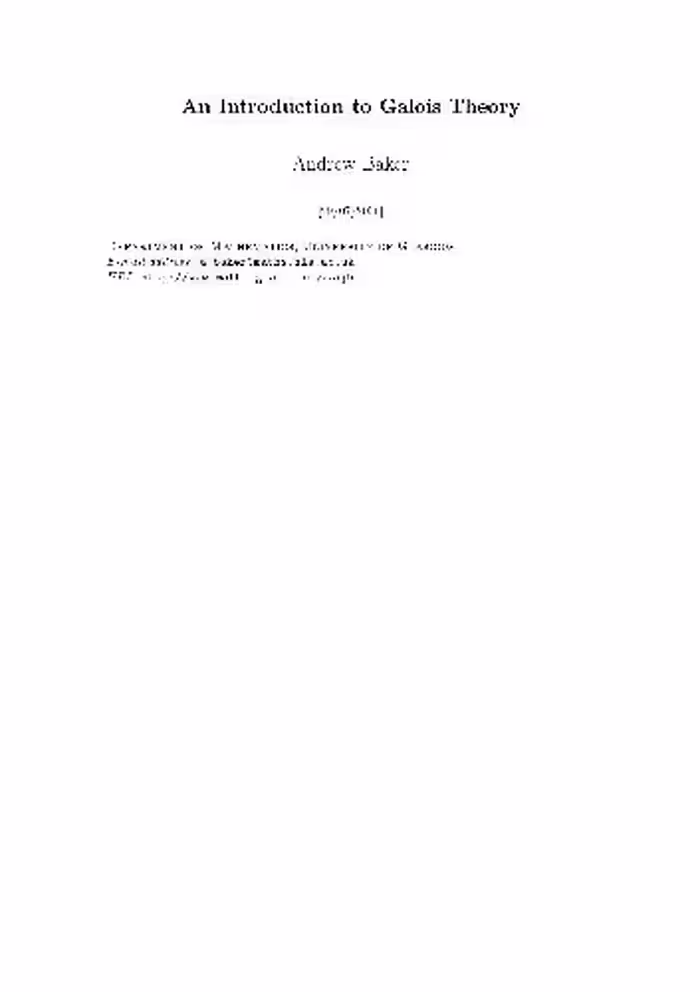 خرید و دانلود نسخه کامل کتاب An Introduction to Galois Theory 001