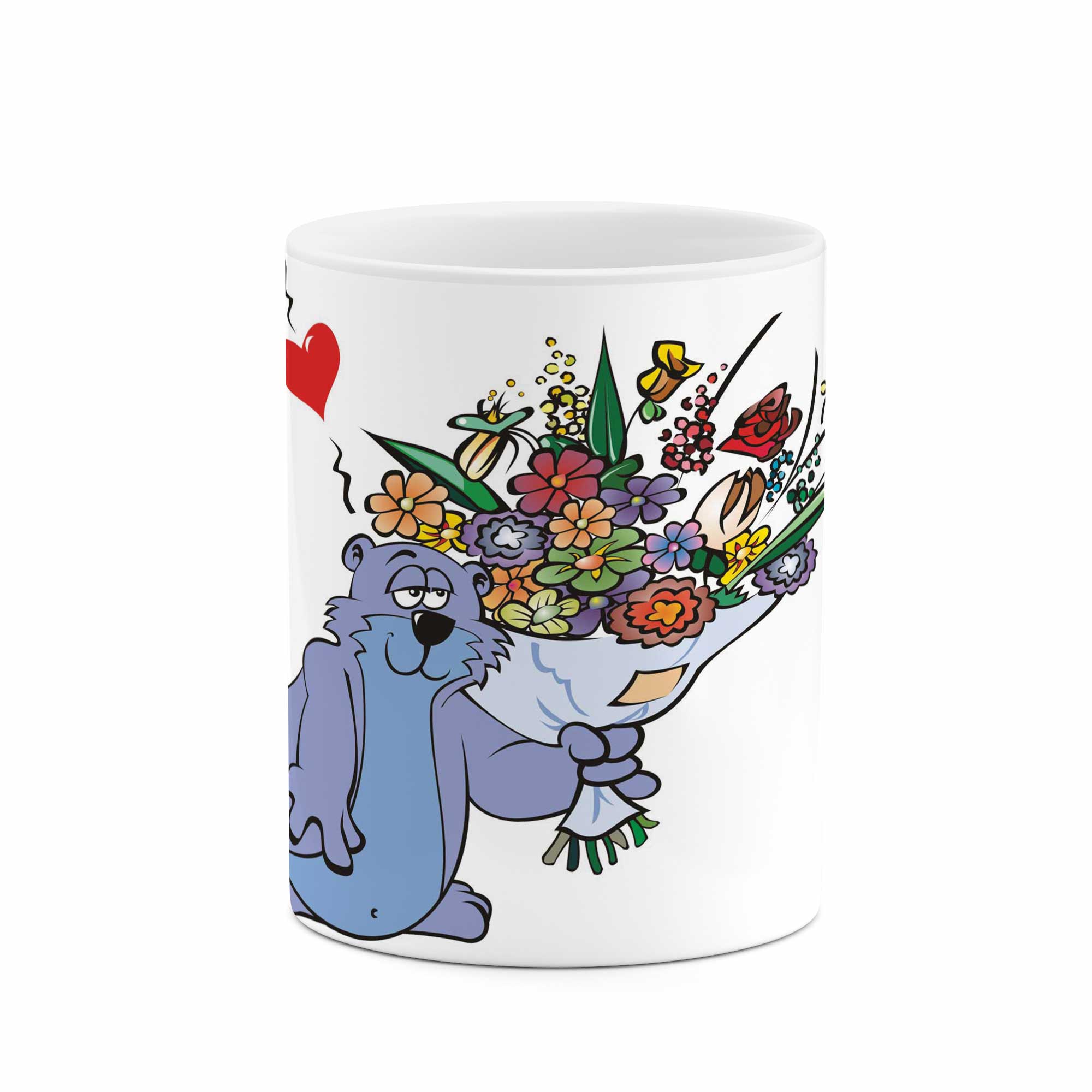 ماگ طرح خرس با دسته گل  مدل mu00710