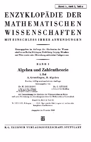 خرید و دانلود نسخه کامل کتاب Encyclopaedie der mathematischen Wissenschaften und Anwendungen. Algebra und Zahlentheorie
