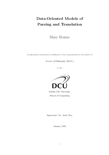 خرید و دانلود نسخه کامل کتاب Data-oriented models of parsing and translation [thesis]