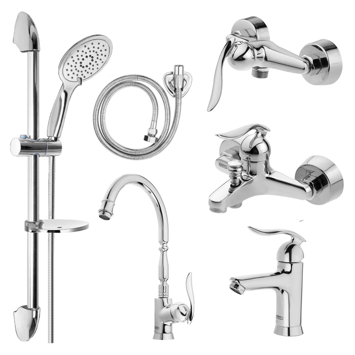 ست شیرآلات کویران آذر مدل مادرید کد A-03 مجموعه 6 عددی