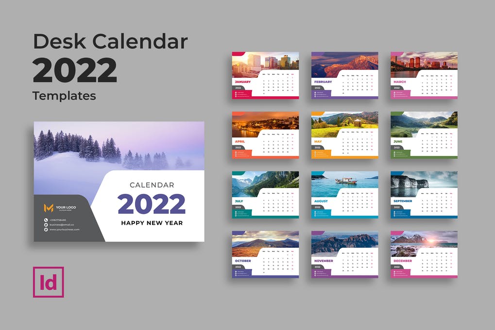 دانلود طرح لایه باز تقویم Desk Calendar 2022