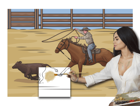 کاردستی نقاشی غول پیکر« رام کردن گوساله ی سرکش»