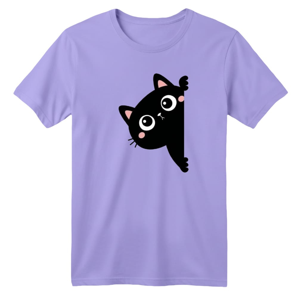 تی شرت آستین کوتاه بچگانه مدل گربه کد 15 رنگ یاسی