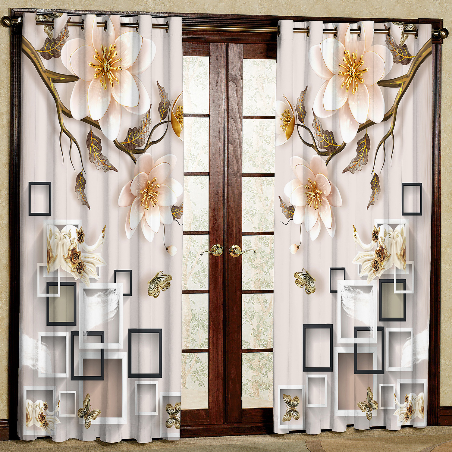 پرده مدل گل طرحدار مخمل پانچی کد 4080 سایز 200x140 سانتی متر