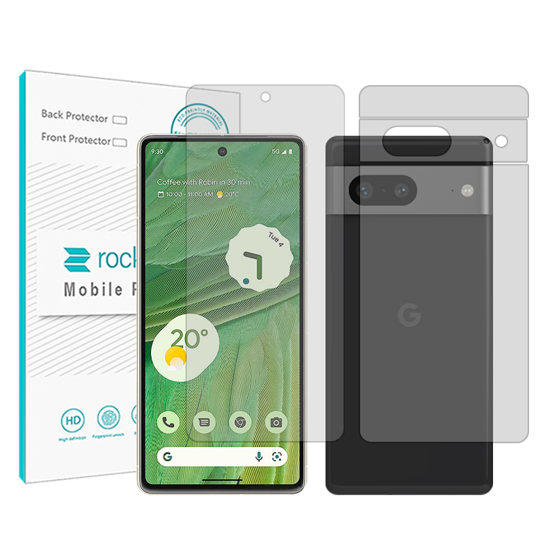 گلس صفحه نمایش و پشت گوشی Pixel 7 مدل نانو هیدروژل شفاف برند راک اسپیس کد SS
