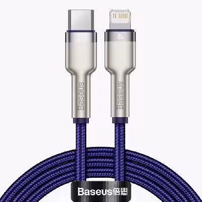کابل تبدیل USB-C به لایتنینگ باسئوس مدل Metal Data 20W طول ۱ متر