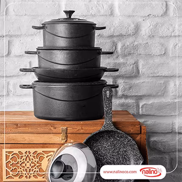 ارسال رایگان به سراسر ایران  گارانتی اصلی  سرویس چدن نالینو 9 پارچه مدل Dio دیو (با جعبه چوبی)