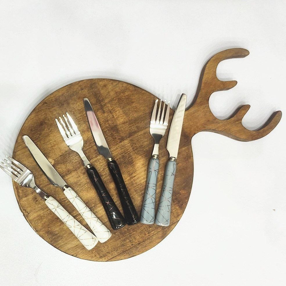 کارد و چنگال میوه دسته سرامیک طرح دار