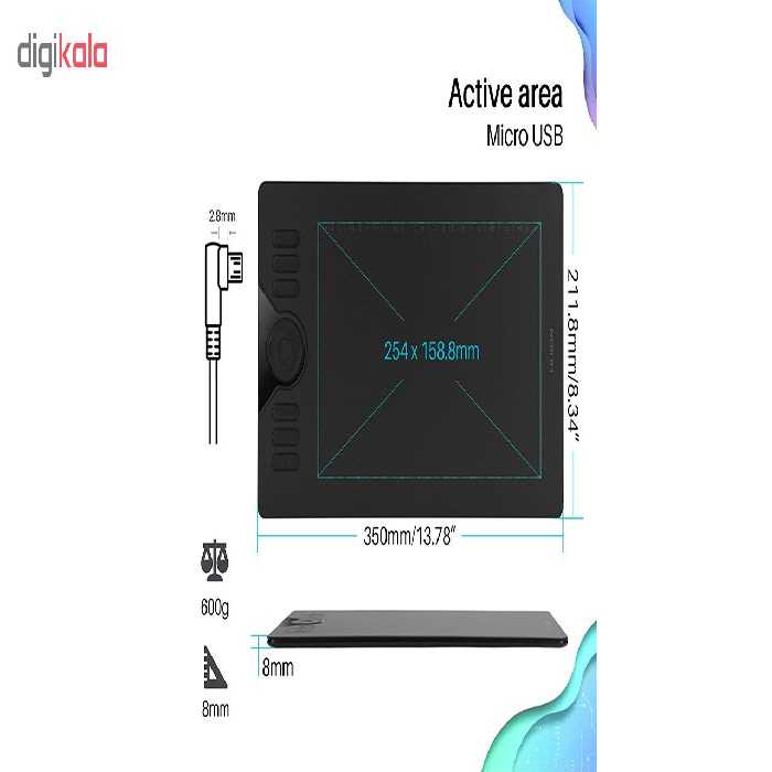 تبلت گرافیکی هوئیون مدل HS610 به همراه قلم نوری