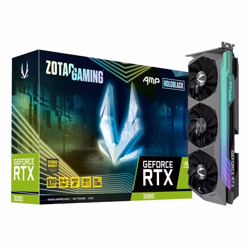 کارت گرافیک Zotac GeForce RTX3080 AMP Holoblack 10GB GDDR6X 320Bit