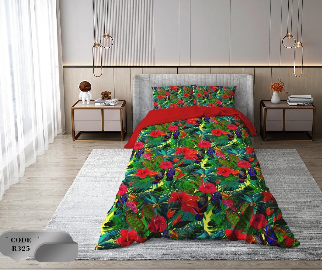 سرویس روتختی 1 نفره 4 تکه ابعاد 1.65 ×2.35 کشدار ضد حساسیت و عرق کد R325 | ست خواب و ست روتختی