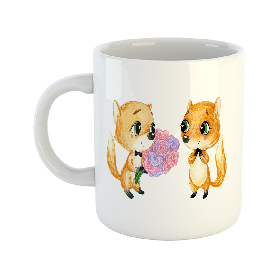 ماگ طرح روباه مدل عشق و گل