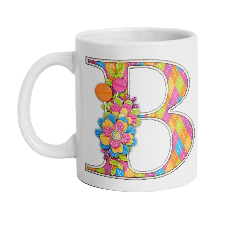 ماگ دارلی طرح حرف B گل مدل MG2575