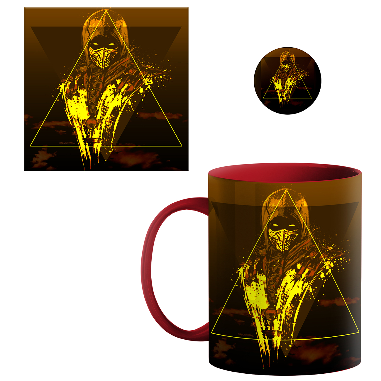 ماگ طرح مورتال کامبت کد 70 به همراه زیر لیوانی و پیکسل