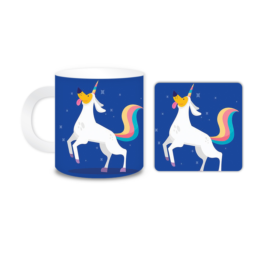 ماگ مدل یونیکورن کد 1990 به همراه زیر لیوانی