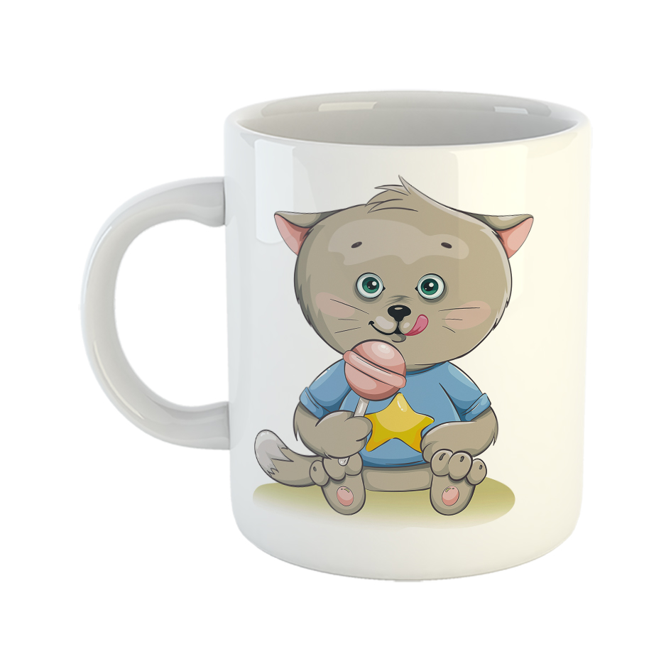 ماگ طرح بچه گربه و آبنبات چوبی