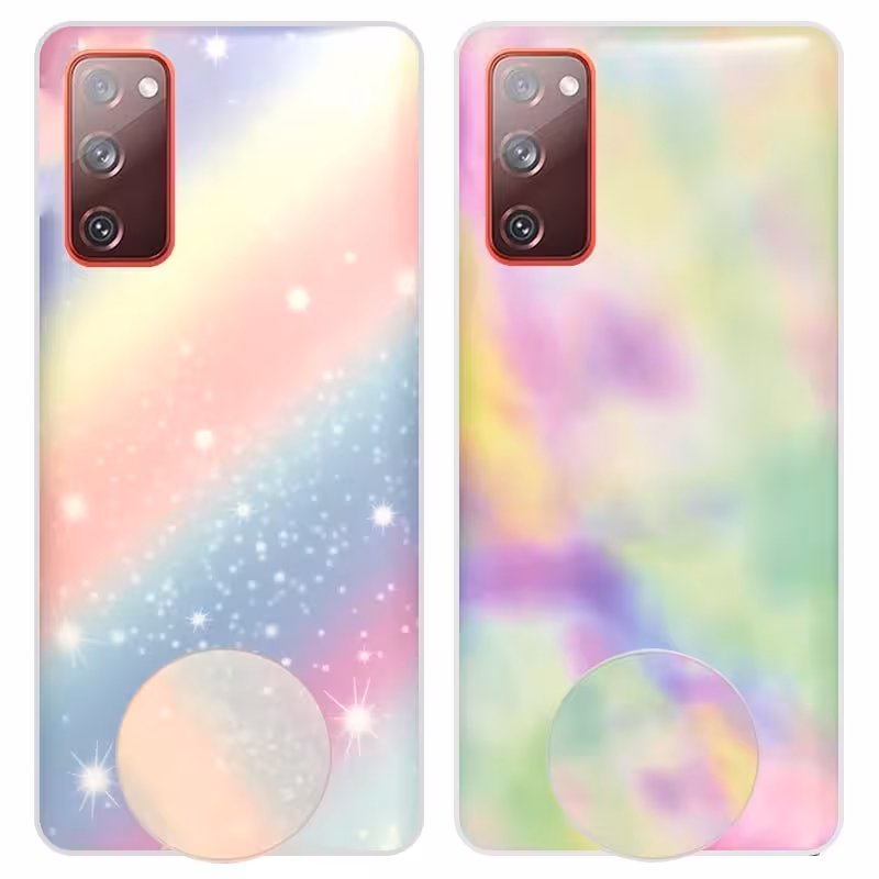قاب آبرنگی پاپ سوکت دار مناسب برای گوشی Samsung Galaxy S20 FE مدل طرحدار فانتزی دخترانه و زنانه Rainbow Phone Case