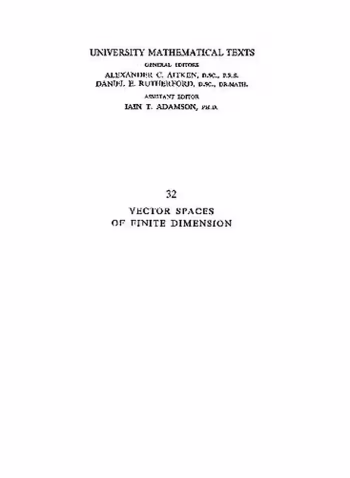 خرید و دانلود نسخه کامل کتاب Vector Spaces of Finite Dimension