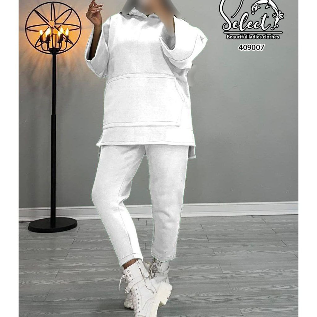 ست سه تیکه هودی شلوار و کلاه جنس دورس تو کرکی فوتر فری سایز 36 تا 44 به 46 فیت ایزی شاپ آنلایت