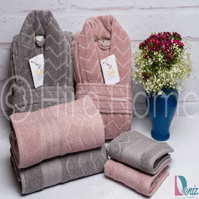 حوله ست دو نفره البروس رنگ کالباسی و سنگی