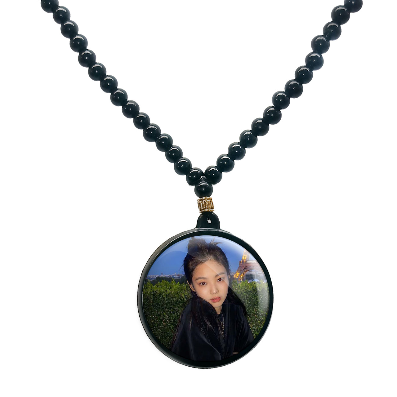 گردنبند پرمانه طرح بلک پینک کد pmd.6761 مدل دو طرفه