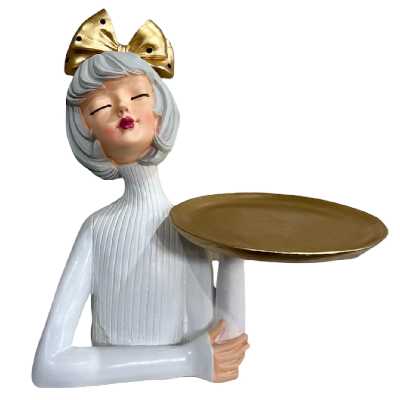 ظرف دکوری مدل دختر سینی به دست