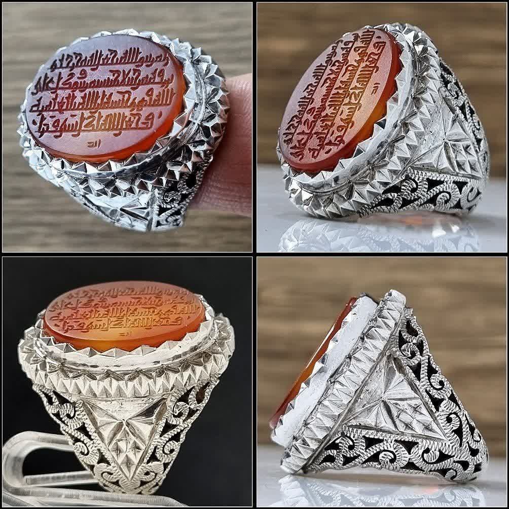 عقیق دو رنگ یمنی آیه و من یتق الله 